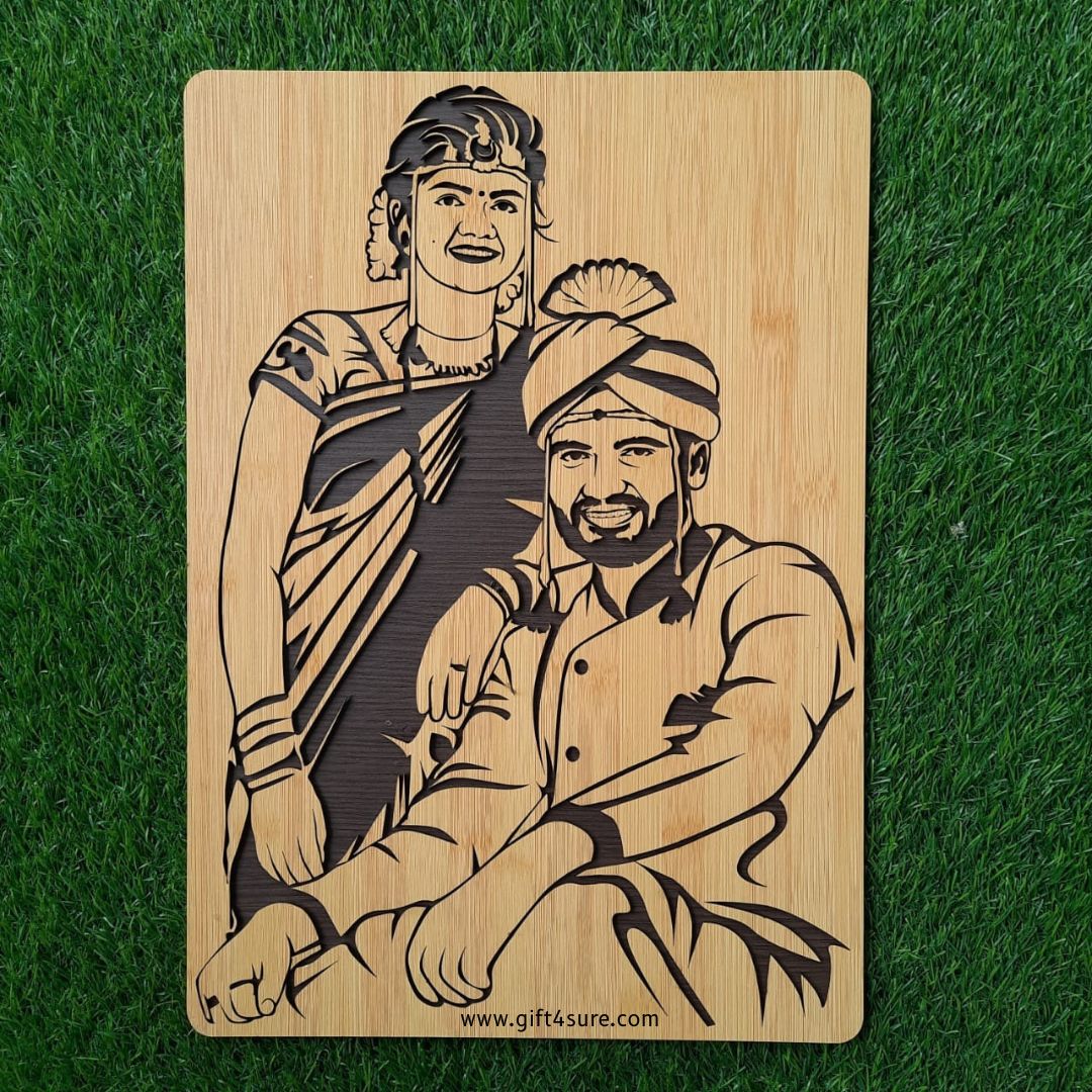PREMIUM 3D WOODEN PORTRAIT - COUPLE PIC
