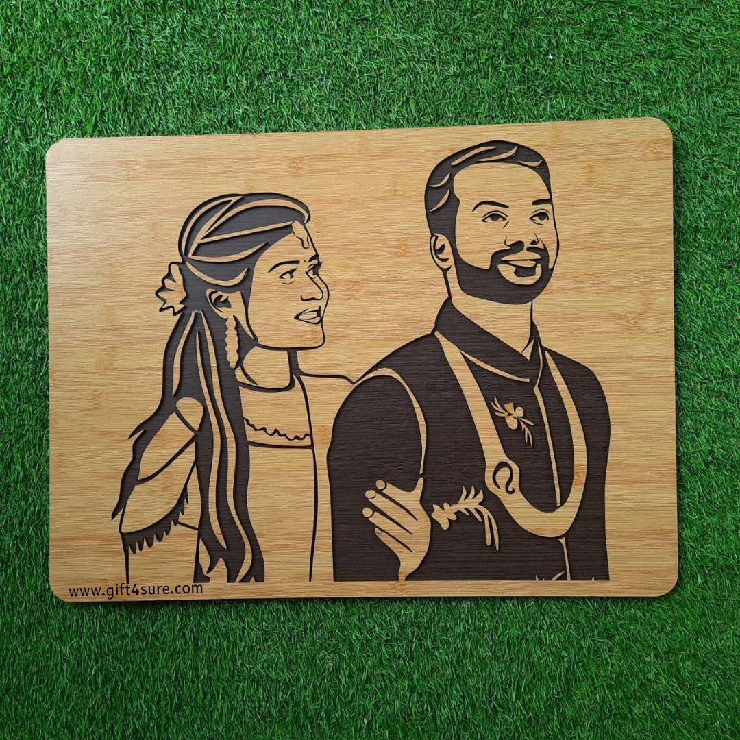 PREMIUM 3D WOODEN PORTRAIT - COUPLE PIC