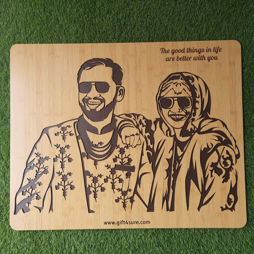 PREMIUM 3D WOODEN PORTRAIT - COUPLE PIC