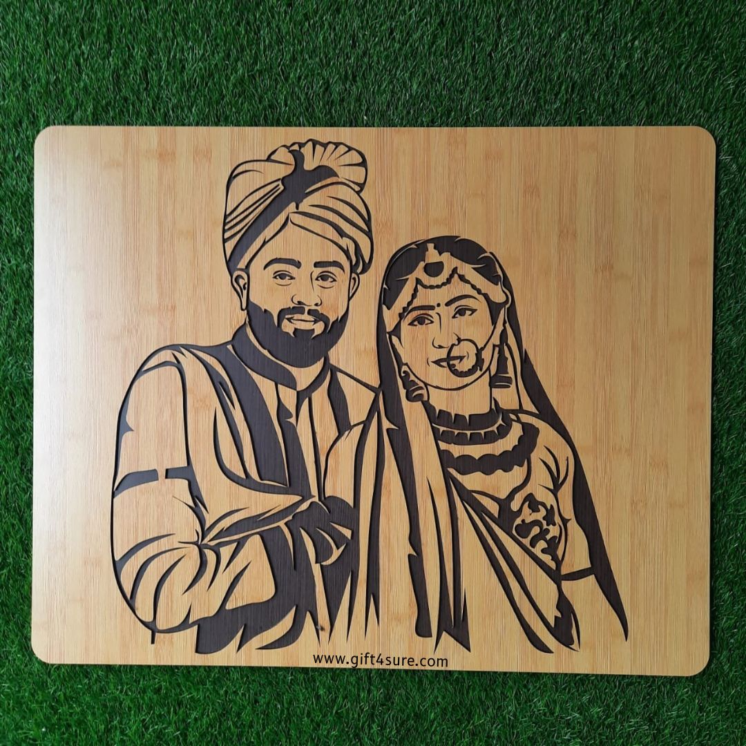 PREMIUM 3D WOODEN PORTRAIT - COUPLE PIC