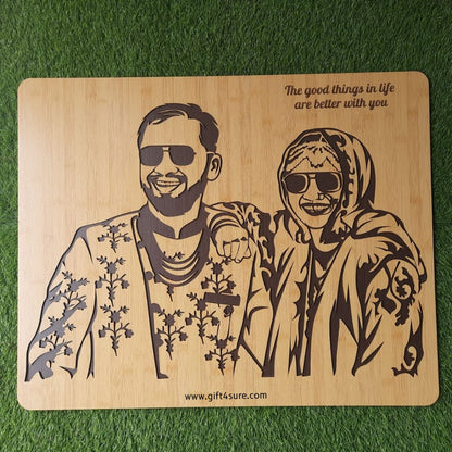 PREMIUM 3D WOODEN PORTRAIT - COUPLE PIC