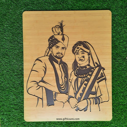 PREMIUM 3D WOODEN PORTRAIT - COUPLE PIC