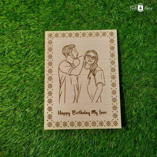 PREMIUM WOODEN SKETCH ENGRAVED FRAME