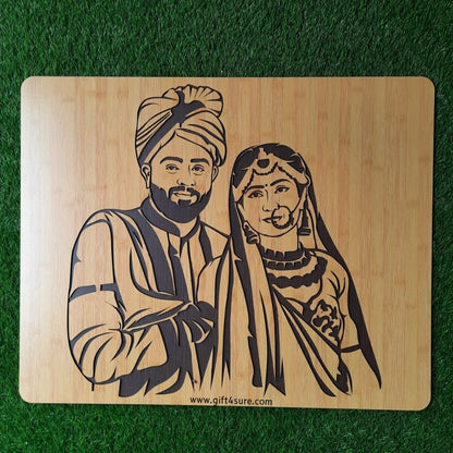 PREMIUM 3D WOODEN PORTRAIT - COUPLE PIC